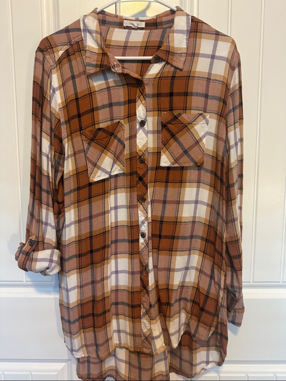 Maurices Brown Plaid Button-Down Shirt